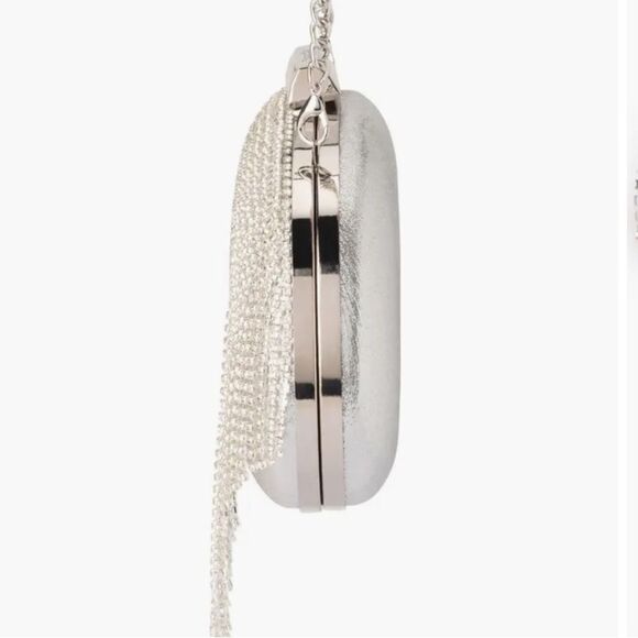 Olga Berg Bria Crystal Fringe Clutch in Silver. New with flaw. Gorgeous! - Picture 5 of 16